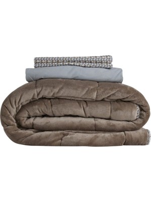Othello Tek Kişilik Çift Taraflı Welsoft Comforter Yorgan Seti Vizon 155X215 cm - Dormio Soft Trigo Serisi