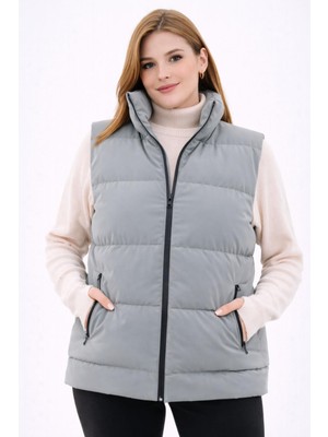 Freemen Kadın Nova Kumaş Dik Yaka Su ve Rüzgar Geçirmez Astarlı Şişme Yelek