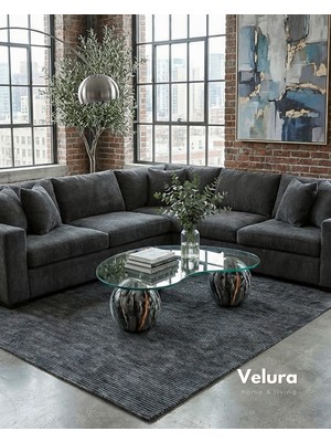 Modern Orta Sehpa & Top Sehpa Cam Sehpa & Küre Orta Sehpa - Dune - Fasulye - Şeffaf Cam