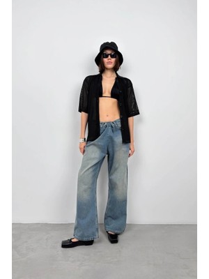 Çamaşır Kenti Polo Yaka Fileli Bluz