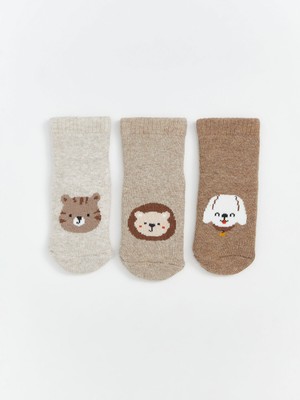 Lc Waikiki Yeni Sezon Desenli Erkek Bebek Havlu Soket Çorap 3'lü