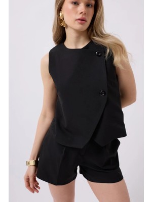 Çamaşır Kenti Yandan Düğmeli Dokuma Yelek