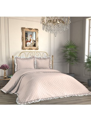 D'niss Home Kapitoneli Fırfırlı 3 Parça Çift Kişilik Yatak Örtüsü