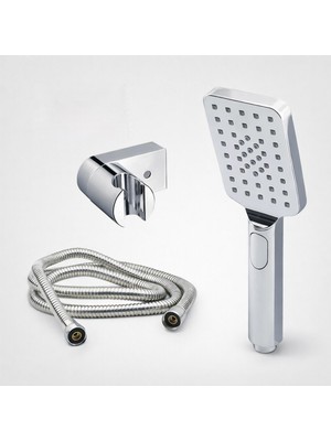 Nzb Duş Başlığı Set Banyo Fişkiyesi Seti Dikdörtgen Fiskiye Telefon Fonksiyonlu Başlık Metal Hortum