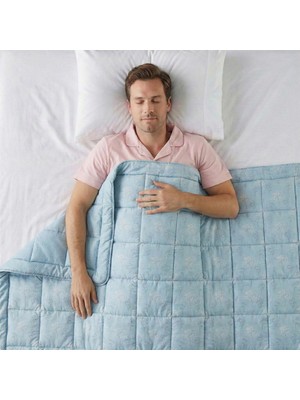 Othello Kullanımı Kolay Çift Kişilik Yorgan 195X215 cm Mavi - Dormio Bloom Serisi