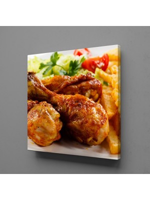 Technopa KIZARMIŞ TAVUK VE PATATES KARE KANVAS TABLO - 180x180cm