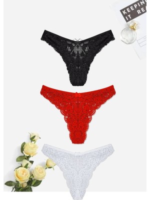 Gecko Collection Kadın Brazilian Dantelli Külot3 Adet