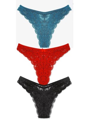 Gecko Collection Kadın Brazilian Dantelli Külot3 Adet