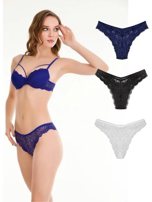 Gecko Collection Kadın Brazilian Dantelli Külot 3 Adet