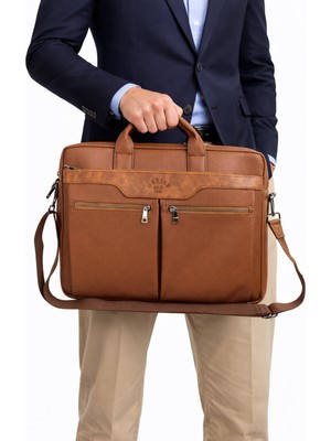 Derise club Taba Renk Unisex Çok Cepli 15,6 İnç Omuz Askılı Evrak Ve Laptop Çantası