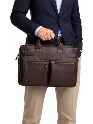 Derise Club Kahverengi Unisex Çok Cepli 15,6 İnç Omuz Askılı Evrak Ve Laptop Çantası