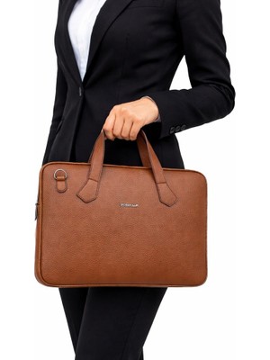 Derise Club Kadın Taba Renk Evrak Çantası 13,6 Inç Laptop Çantası