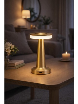 Nasyonel Toys Dokunmatik Şarjlı Masa Lambası – Gold Renk Modern LED Abajur