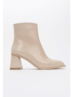 Alba Bej Cilt Kadın Kalın Topuklu Bot