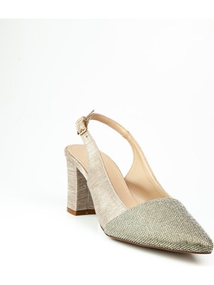 Miss Park Moda 172 Altın Taşlı Topuklu Abiye Kadın Ayakkabı