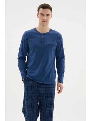 Kly %100 Pamuk Yeni Sezon Midi Yaka Modern Tasarım Pijama Takım