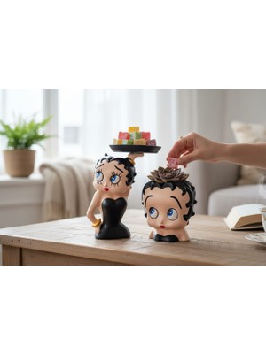 Kelebek Rüyası Sanat Atölyesi Betty Boop Set (Sunumluk ve Saksı ) , Dekor , Hediyelik , Kahve Sunum , Saksı