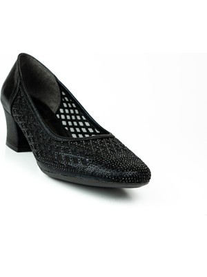 Miss Park Moda 502 Siyah Taşlı Topuklu Abiye Kadın Ayakkabı