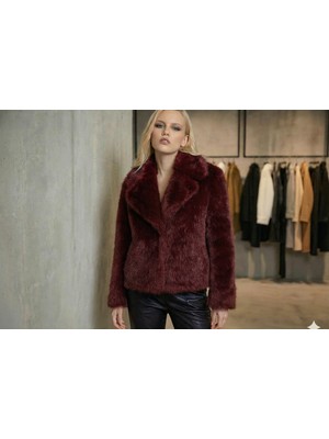 Ribana Classic Kadın Şal Yaka Içi Astarlı Çıtçıt Kapamalı Premium Suni Kürk Ceket Görünümlü Kaban D99828