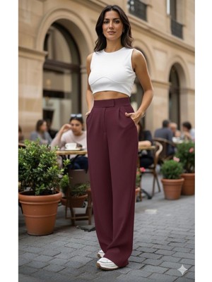 Eceylül Moda Scuba Krep Önden Pileli Beli Çırt Kapamalı Palazzo Pantolon(Kısa Süreliğine Lansman Fiyatı)