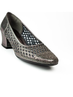 Miss Park Moda 502 Gri Taşlı Topuklu Abiye Kadın Ayakkabı