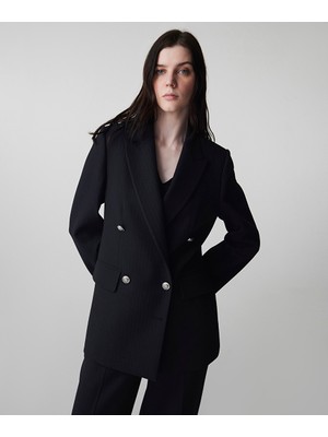 İpekyol Çizgi desen metal düğmeli blazer IS1260106009015