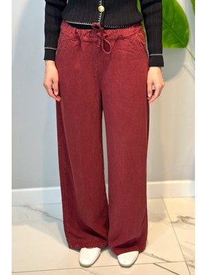 Lale Butik Lyocell Bolpaça Kot Pantolon 2773 Bordo