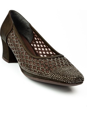 Miss Park Moda 502 Kahverengi Taşlı Topuklu Abiye Kadın Ayakkabı