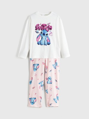Lc Waikiki Yeni Sezon Bisiklet Yaka Stitch Baskılı Kız Çocuk Pijama Takımı