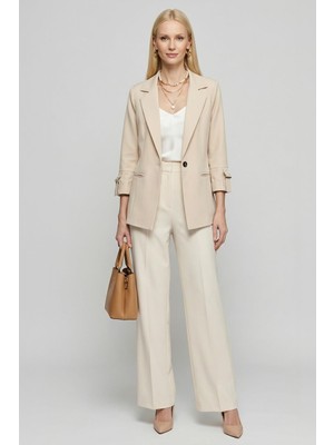 Rays 6708A Tek Düğme Klasik Ceket Bej