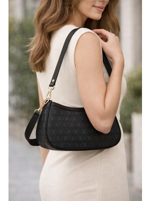 Sannora Bags Kadın Kahverengi Desenli Omuz ve El Çantası – Günlük Şık Baguette Model