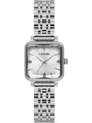 Demari Kadın Kol Saati Quartz Mekanizma – Gümüş Renk Kare Kasa Kadran Taş Detaylı DM-00113L-A1