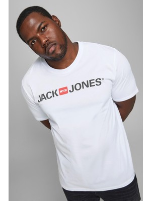 Jack & Jones Büyük Beden Bisiklet Yaka % 100 Pamuk Plus Jjecorp T Shirt Erkek T Shirt 12184987