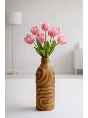 İliva Seramik Dekoratif Vazo Modern Tasarım Minimalist Salon Masa Üstü Çiçeklik Ev Dekorasyonu Şık Tasarım