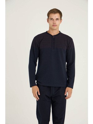 Kly Erkek Midi Yaka Kalın Sıcak Tutan Pijama Takımı