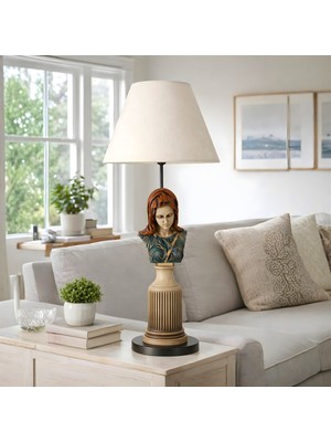 Bahar Aydınlatma Helena Çok Renkli Gövde Krem Başlık Dekoratif Abajur