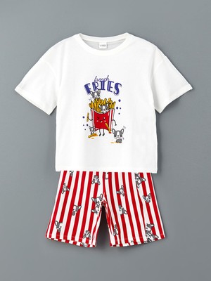 Lc Waikiki Yeni Sezon Bisiklet Yaka Kız Çocuk Şortlu Pijama Takımı