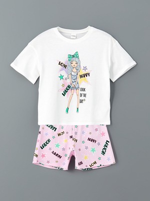 Lc Waikiki Yeni Sezon Bisiklet Yaka Kız Çocuk Şortlu Pijama Takımı