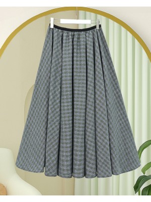 Bergibo Ekose Desenli Sonsuz Etek - Beli Lastikli 360 Derece Etek