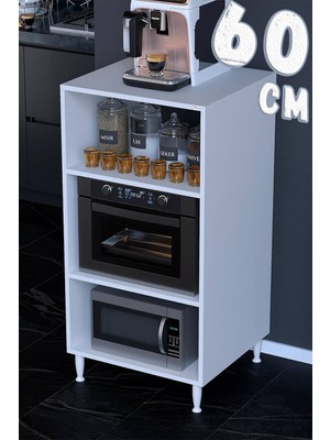 modilayn Çilek 80X119,2X48 cm Mikrodalga ve Midi Fırın Standı - 3 Bölmeli Çok Amaçlı Mutfak Rafı