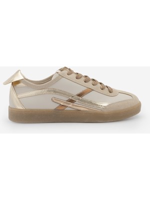 Marjin Kadın Sneaker Bağcıklı Spor Ayakkabı Alvena Altın