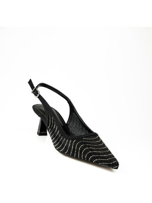 Babalı Alos 9518 Siyah Kısa Topuklu Abiye Kadın Ayakkabı