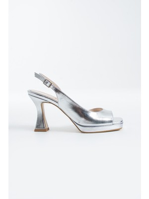 Ruxene Luma Gold Gümüş 9 cm Topuklu Abiye Ayakkabı