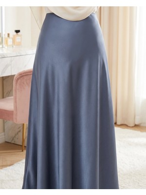 Modamorfo Zra Düz Saten Etek -Füme