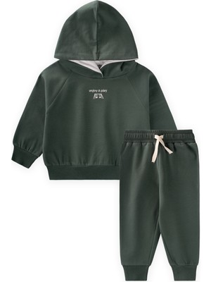 Cigit Kapşonlu Sweatshirt Takım 1-5 Yaş Haki Yeşil