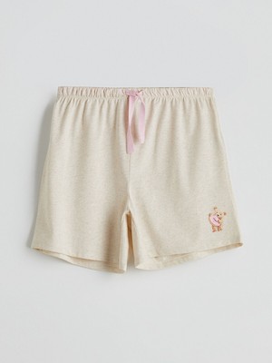 Lc Waikiki Yeni Sezon Beli Lastikli Ayı Teddy Baskılı Kadın Şort Pijama Altı