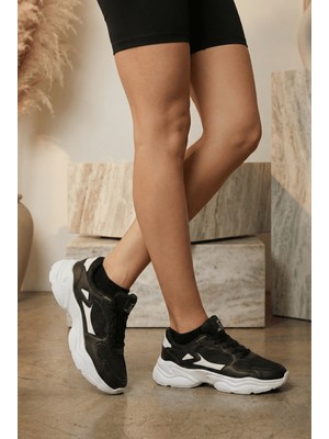 Zerenyus ZRN-152 Premium Ortopedik Siyah Beyaz Kadın Sneaker
