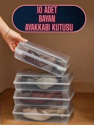 Harvey 10 Adet Kadın Ayakkabı Kutusu Şeffaf Ayakkabı Düzenleyici Organizer Hava Kanallı Istiflenebilir Kutu