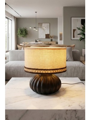 Doria Modern Tasarım Kumaş Başlıklı Abajur