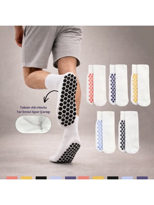 Kral Socks Silikon Tabanlı Kaydırmaz Taban Altı Havlu Terletmez 2 Çift Pamuklu Dikişsiz Soket Spor Çorabı